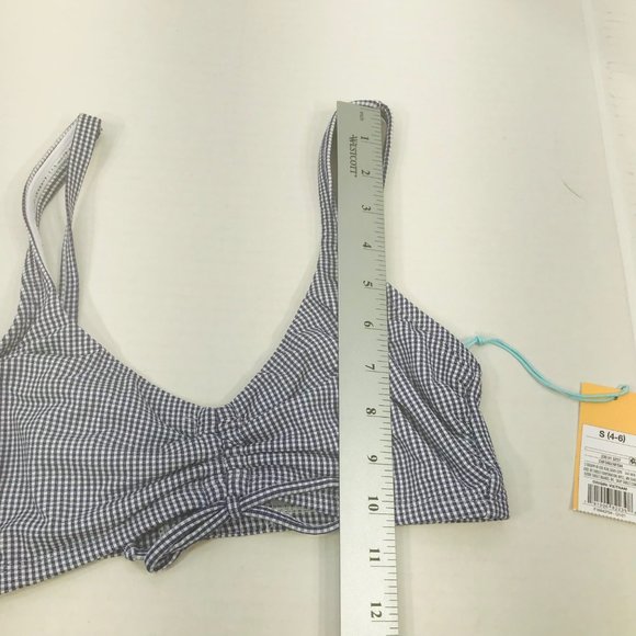 Kona Sol Women's Size Small 4-6 Gingham Cinch Front Bikini Swim Top MISSING PADS - Picture 11 of 11